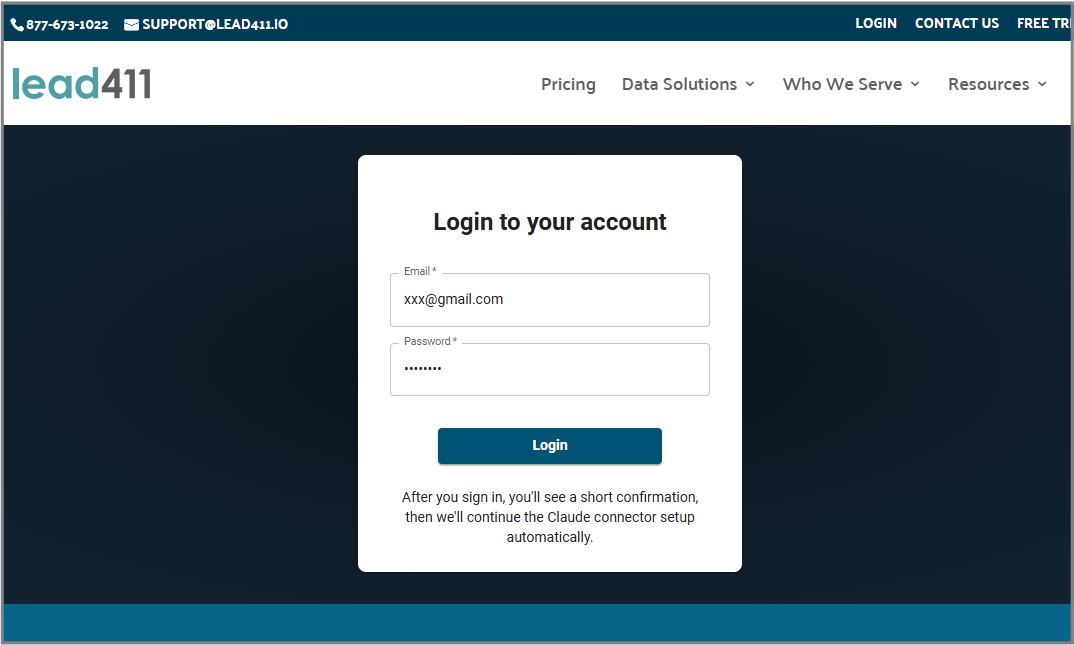Placeholder: Lead411 OAuth login